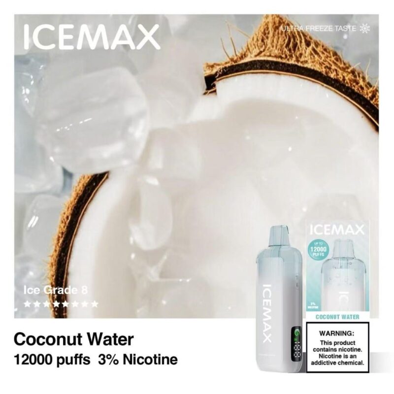 冰暴Icemax 12000口采用SMOORE的FEELM MAX陶瓷芯技术，让烟雾分解更充分，更细腻，极致纯净顺滑，无液体残留。其透明油仓和液晶屏电池电量显示也能让您时刻掌控每一口