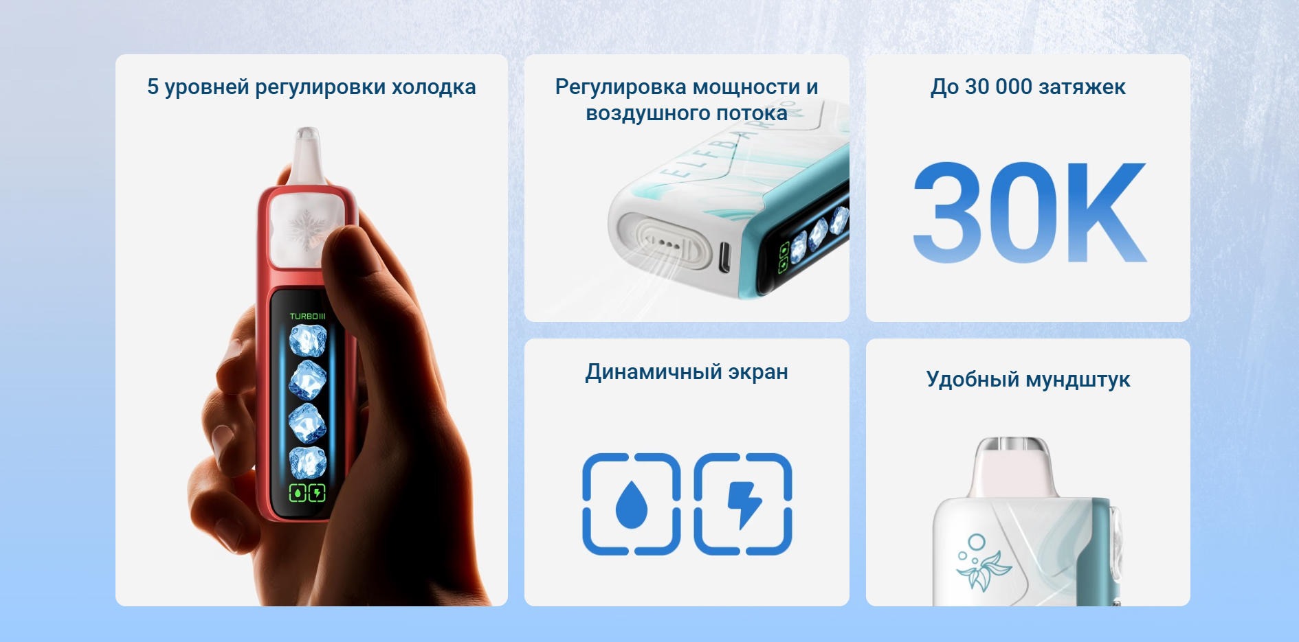 ELFBAR ICE KING — оригинальная одноразовая электронная сигарета на 25 000 затяжек с регулировкой охлаждения 6