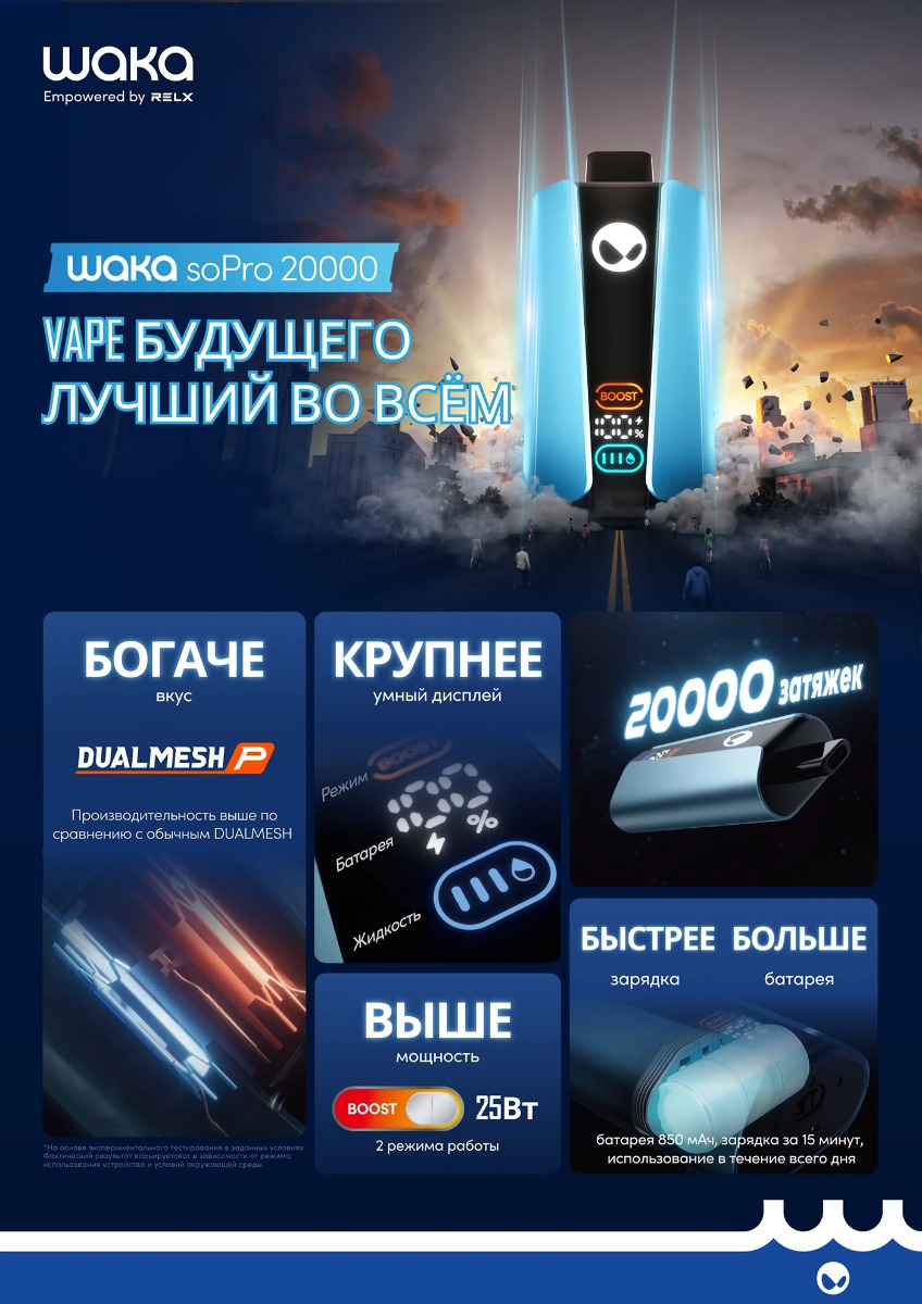 WAKA SoPRO — одноразовая электронная сигарета на 20 000 затяжек, 50 мг 1