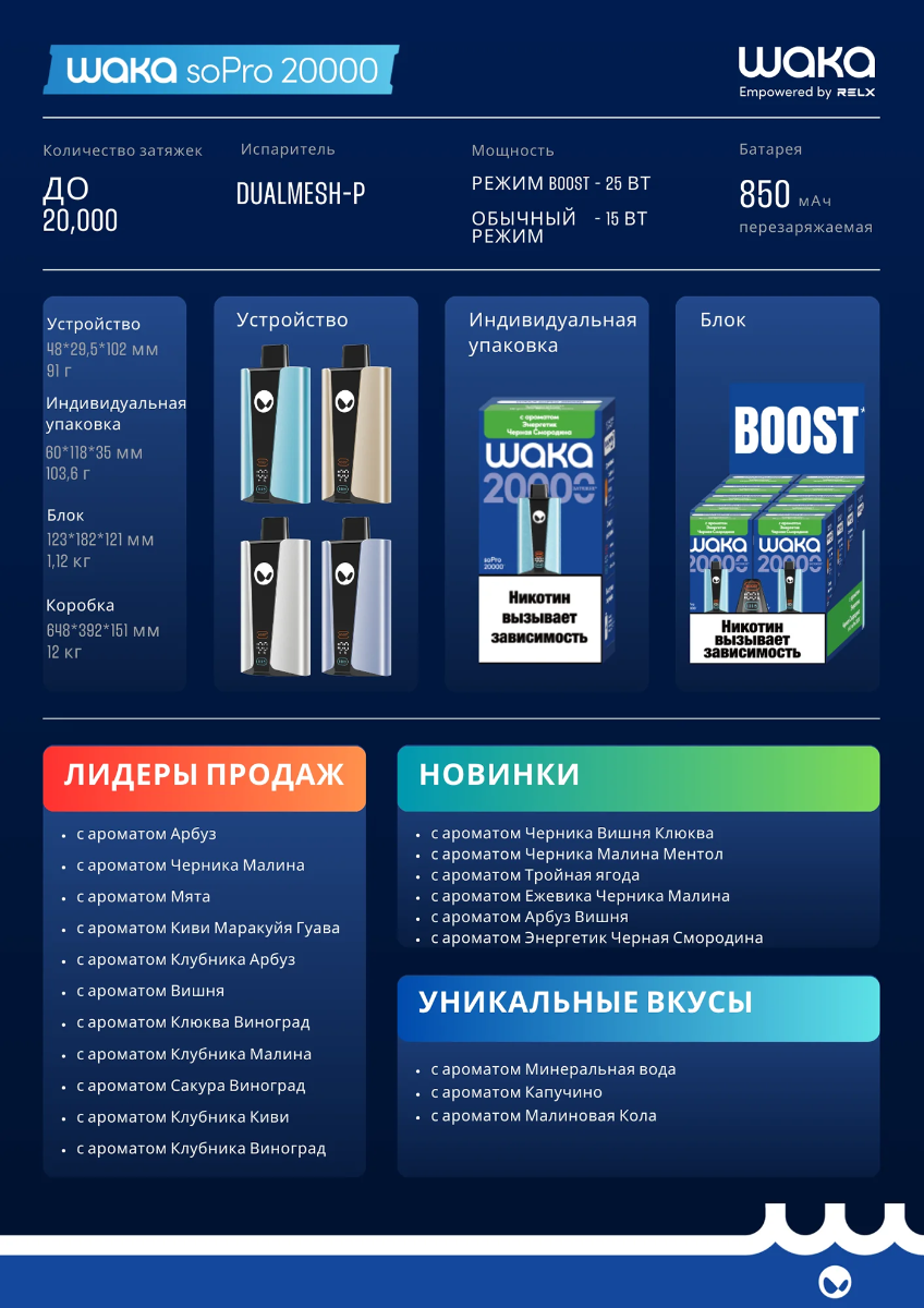 WAKA SoPRO — одноразовая электронная сигарета на 20 000 затяжек, 50 мг 2
